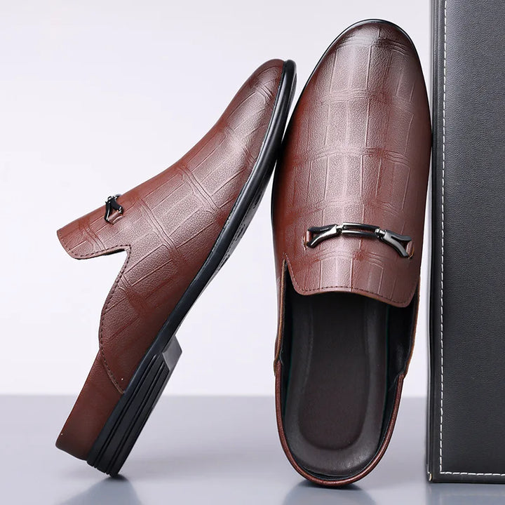 Men's Genuine Leather Slip-On Sandals | Comfortable Casual Summer Footwear