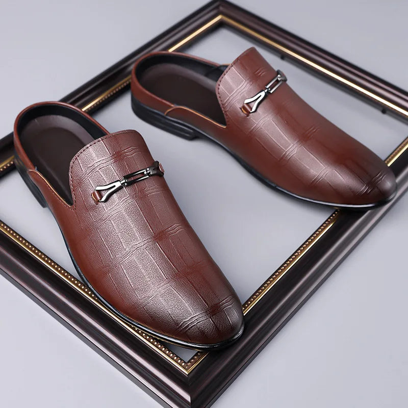 Men's Genuine Leather Slip-On Sandals | Comfortable Casual Summer Footwear