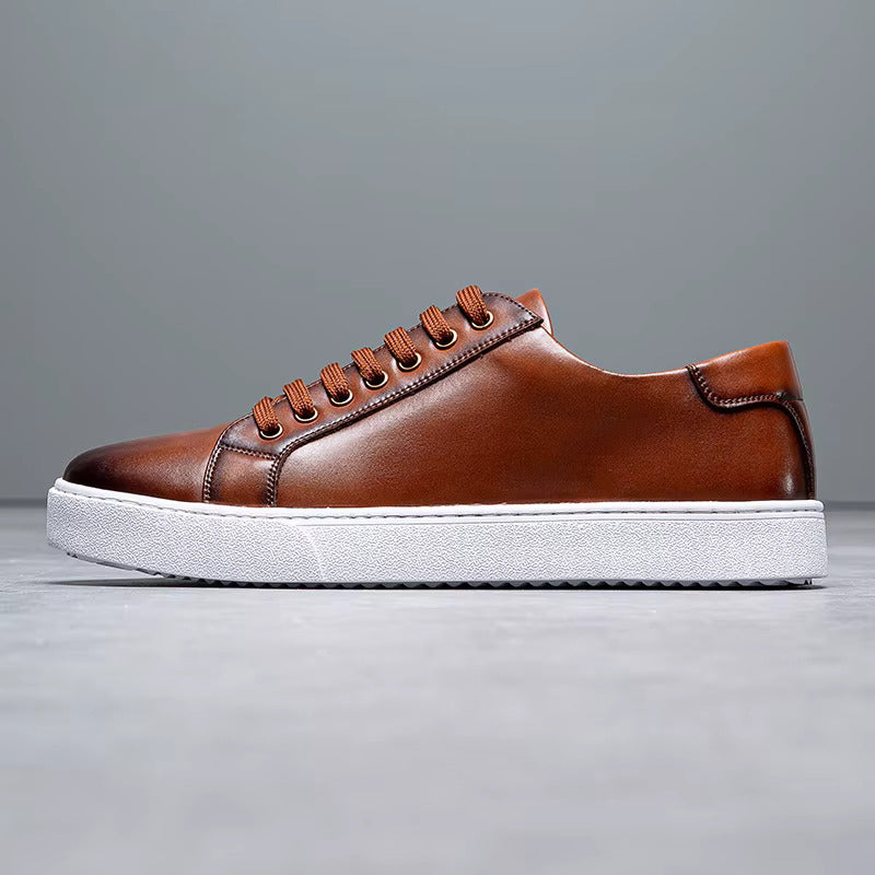 Men's Genuine Leather Sneakers | Refined All-Day Comfort Fit 0