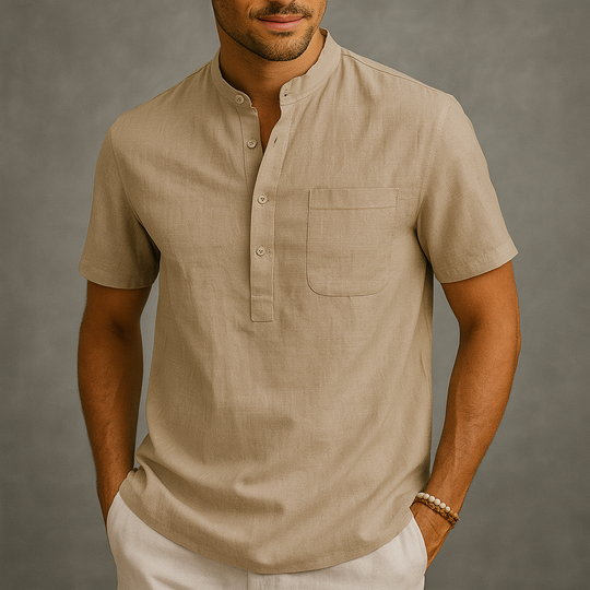 Men's Gossamer Linen Henley Shirt | Lightweight Summer Essential Comfort 0