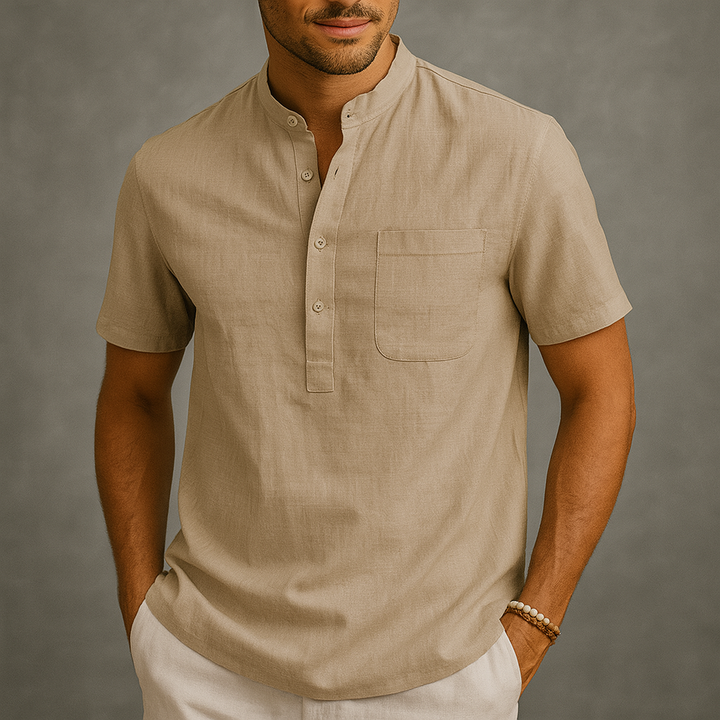Men's Gossamer Linen Henley Shirt | Lightweight Summer Essential Comfort 0