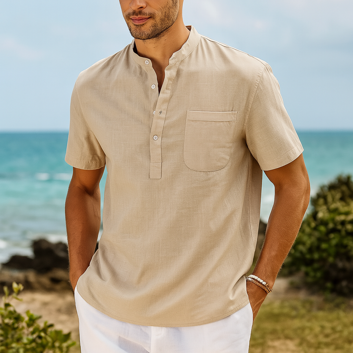 Men's Gossamer Linen Henley Shirt | Lightweight Summer Essential Comfort 1