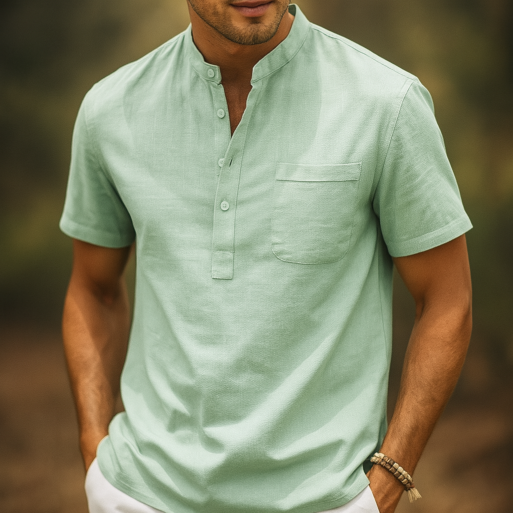 Men's Gossamer Linen Henley Shirt | Lightweight Summer Essential Comfort 3