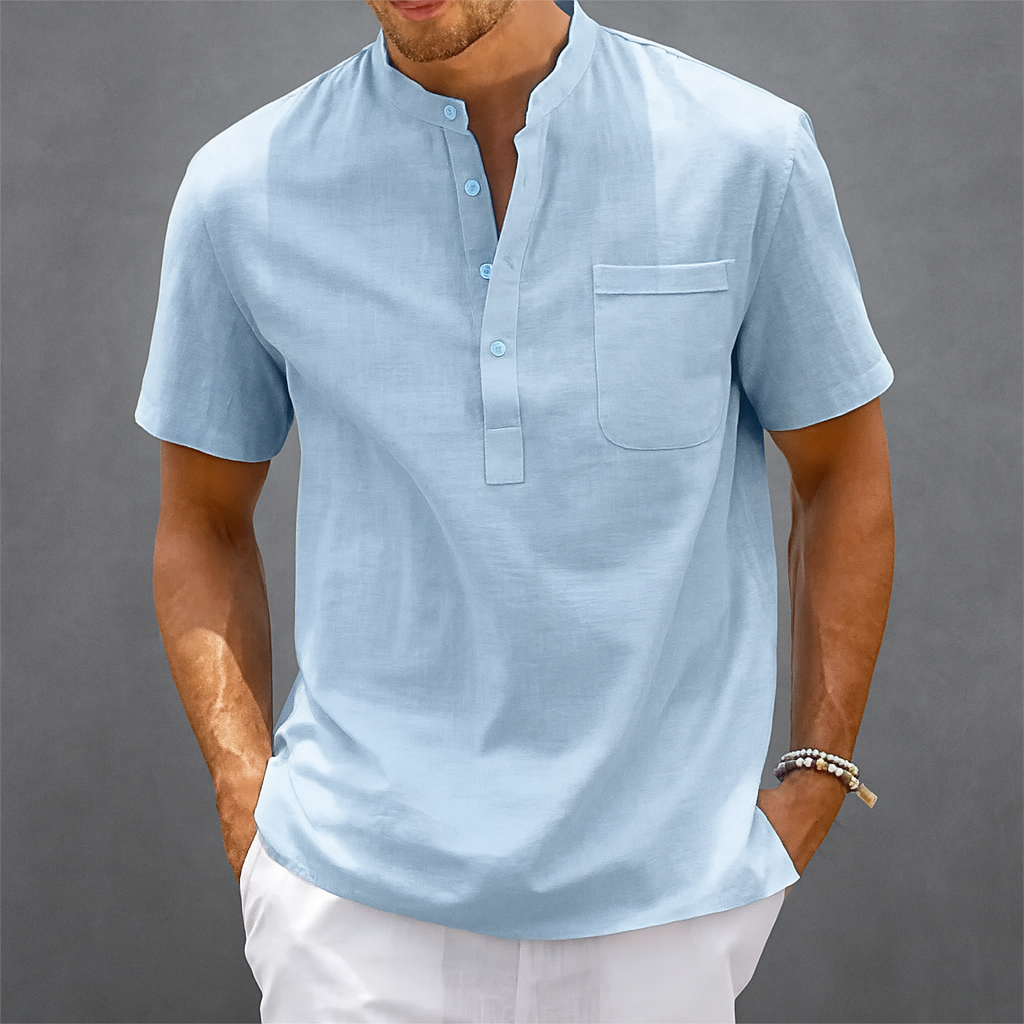 Men's Gossamer Linen Henley Shirt | Lightweight Summer Essential Comfort 4