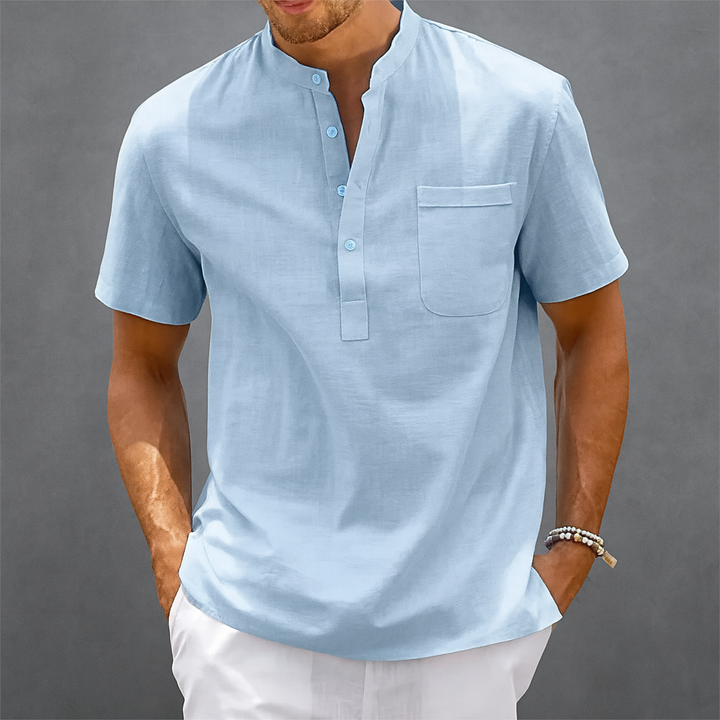 Men's Gossamer Linen Henley Shirt | Lightweight Summer Essential Comfort 4