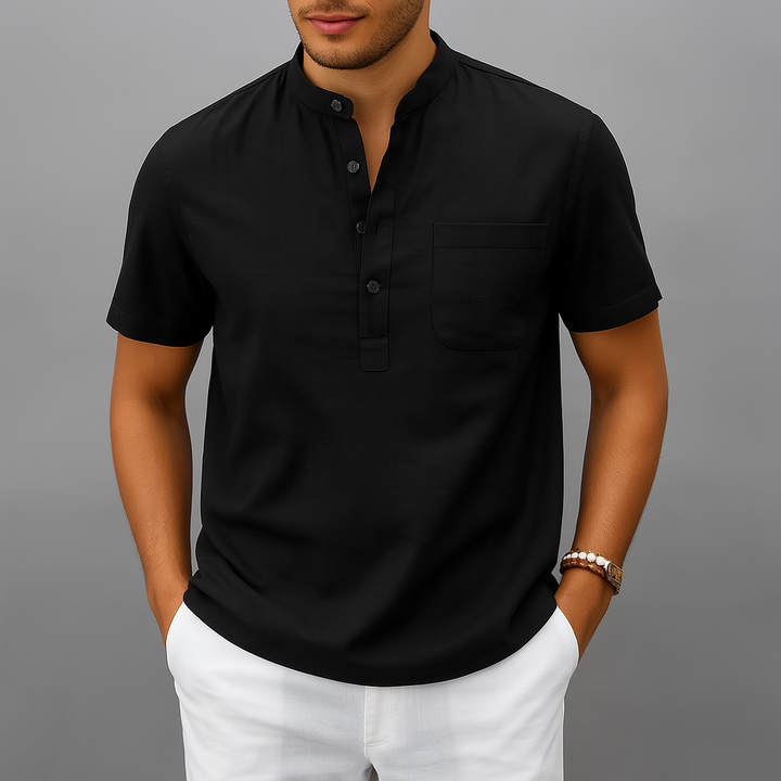 Men's Gossamer Linen Henley Shirt | Lightweight Summer Essential Comfort 5