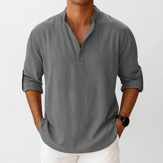 Men's Gossamer Linen Popover Shirt | Lightweight Breathable Summer Essential 0