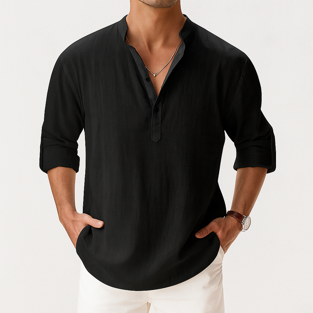 Men's Gossamer Linen Popover Shirt | Lightweight Breathable Summer Essential 1