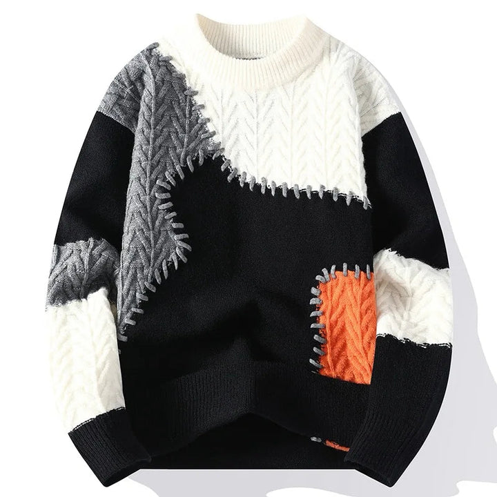 Men's Heavy Textured Knit Sweater | Structured Winter Layering Essential 3