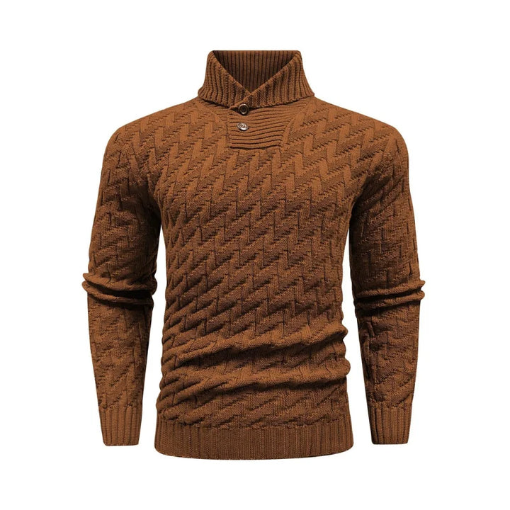 Men's Herringbone Knit Sweater | Stylish Turtleneck Comfort for Winter Layering