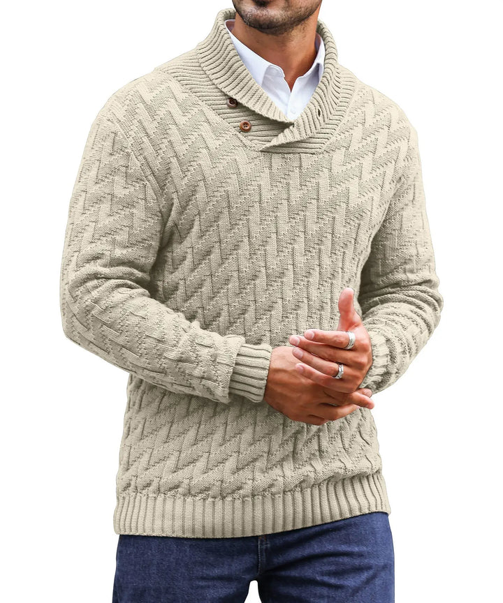 Men's Herringbone Knit Sweater | Stylish Turtleneck Comfort for Winter Layering