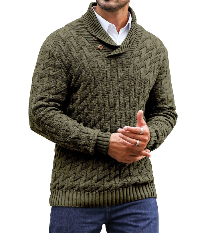 Men's Herringbone Knit Sweater | Stylish Turtleneck Comfort for Winter Layering