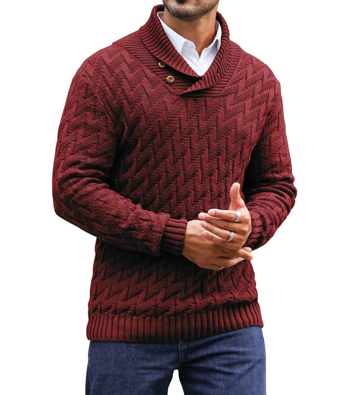 Men's Herringbone Knit Sweater | Stylish Turtleneck Comfort for Winter Layering