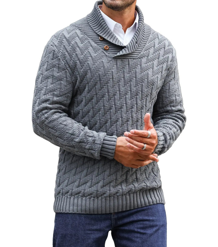 Men's Herringbone Knit Sweater | Stylish Turtleneck Comfort for Winter Layering