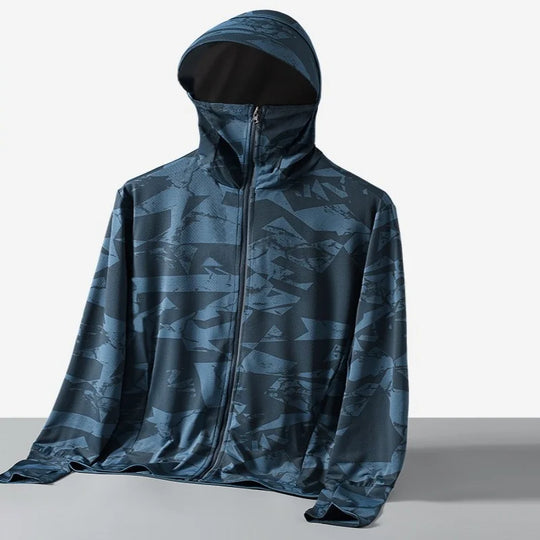 Men's camouflage fishing shirt with lightweight breathable UV-protection fabric