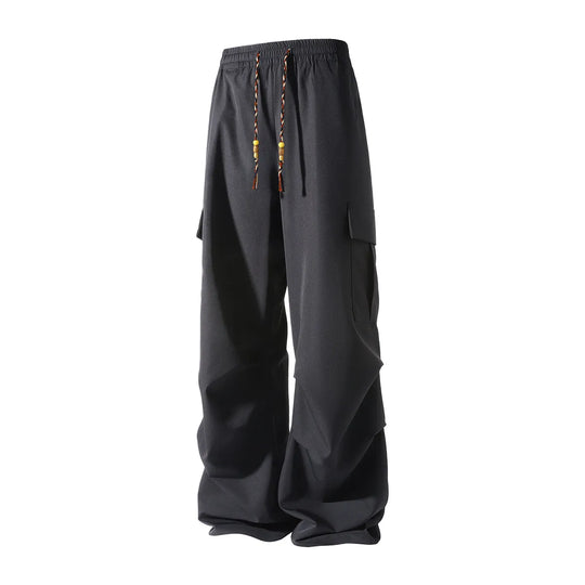 Men's ice silk casual pants with side pockets