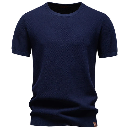 Men's ice silk O-neck T-shirt with breathable short sleeves