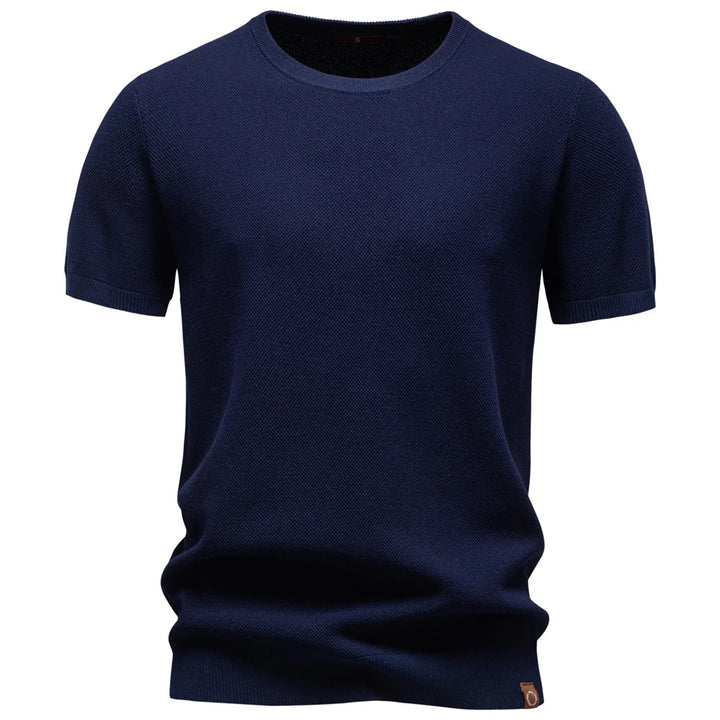 Men's ice silk O-neck T-shirt with breathable short sleeves