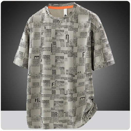 Men's ice silk short sleeve T-shirt with loose summer fit