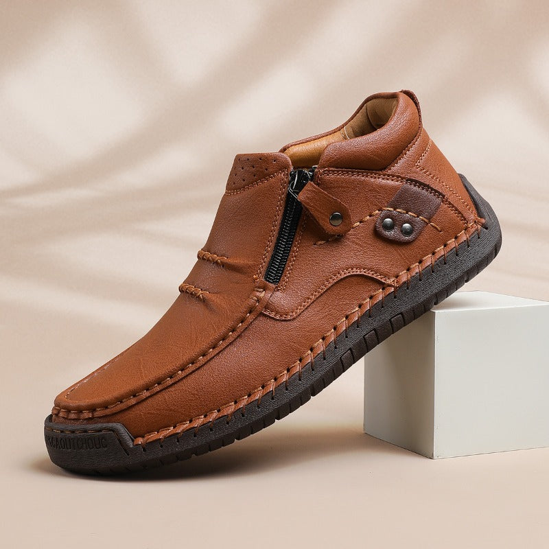 Men's Italian Leather Ankle Shoes | Premium Comfort Fit 0