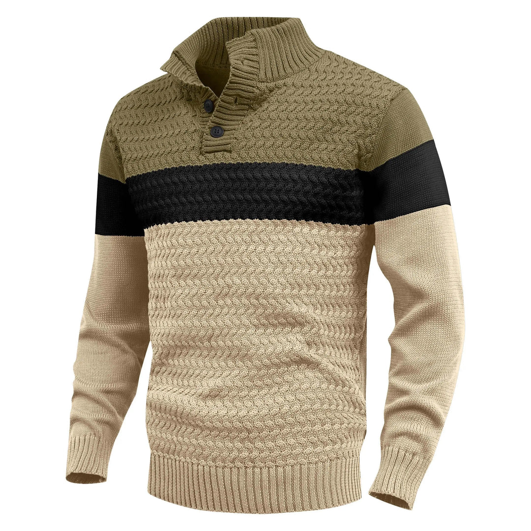 Men's Knit Pullover Sweater | Cozy Lightweight Color-Block Design