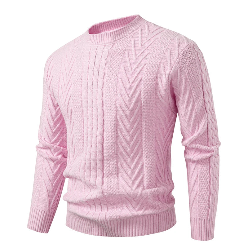 Men's knit pullover sweater with soft slim-fit design