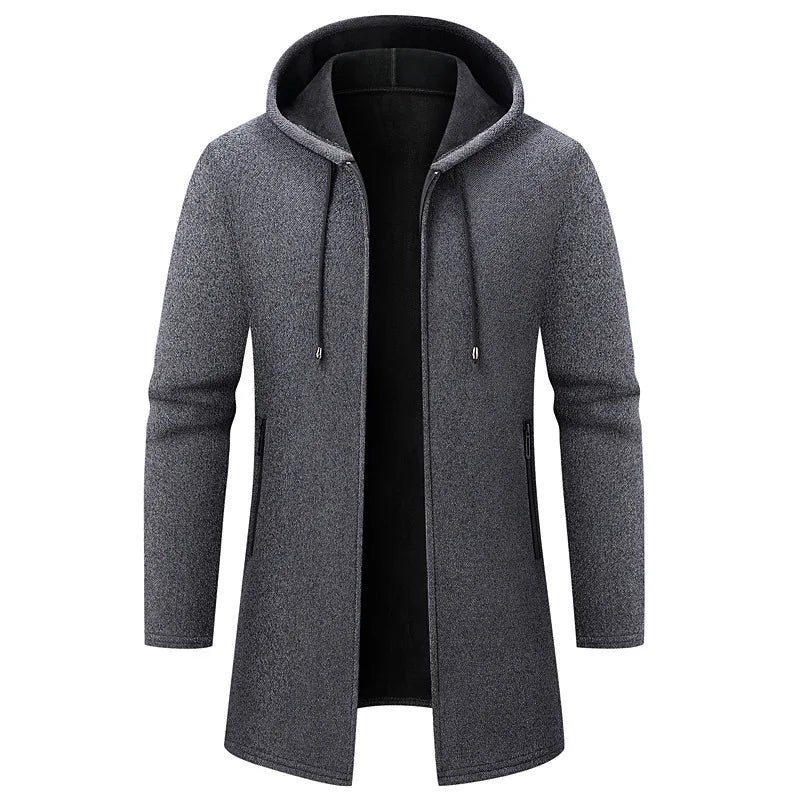 Men's Knitted Hooded Coat | Casual Mid-Length Comfort Fit | Modern Everyday Essential 1