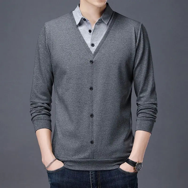 Men's Knitted Patchwork Sweater | Stylish Loose Fit for Spring Autumn 6