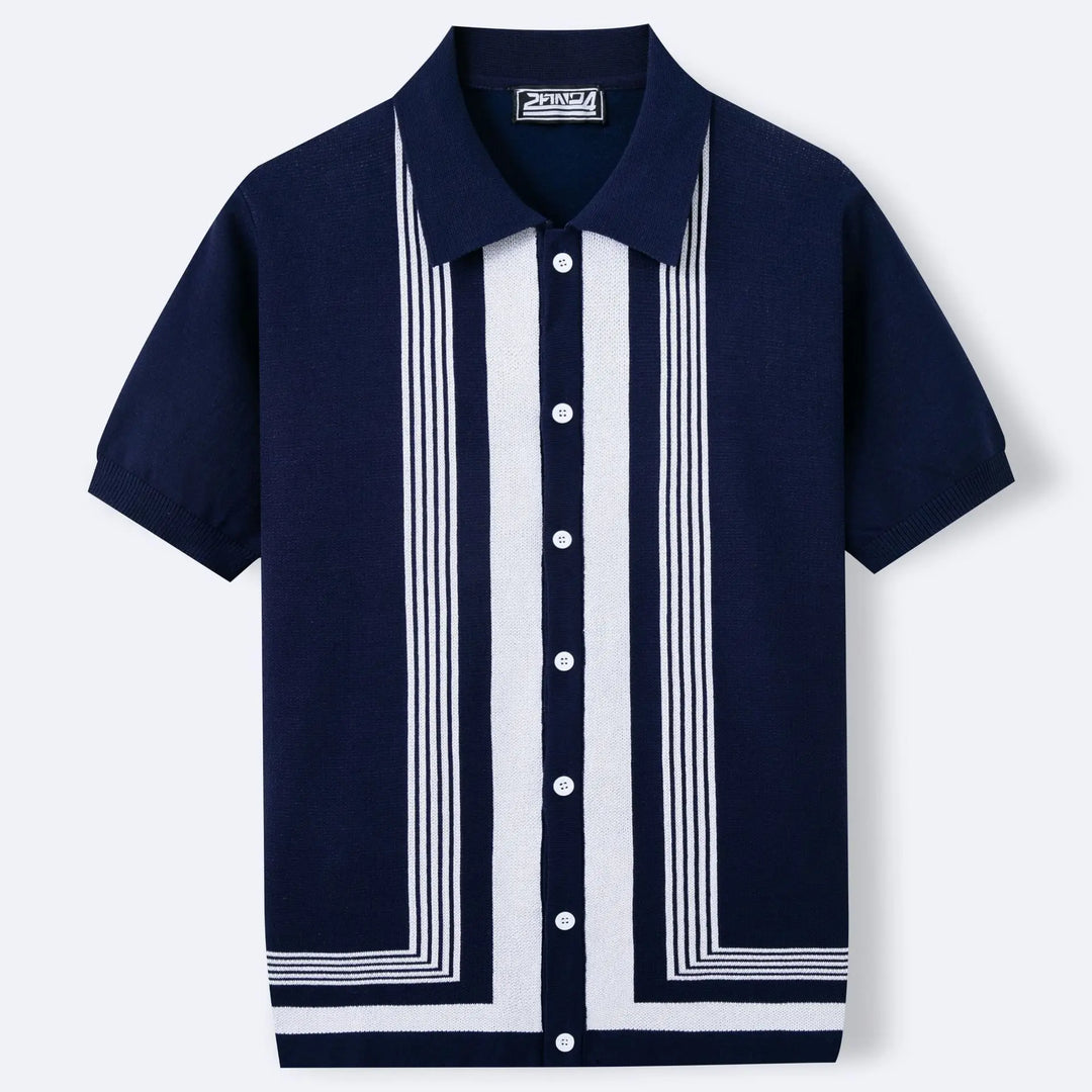 Men's Knitted Polo Shirt | Breathable Striped Summer Style