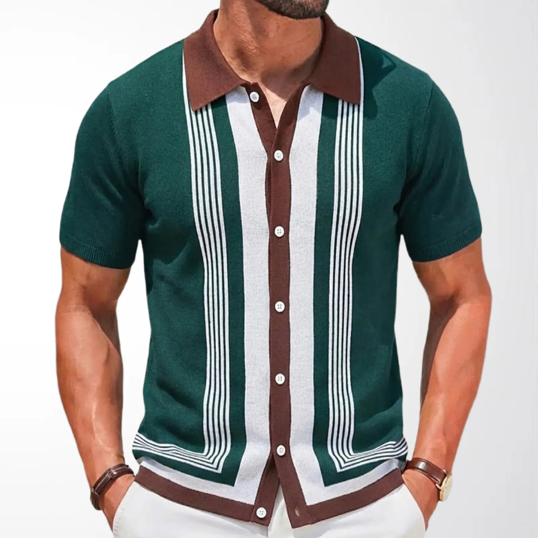 Men's Knitted Polo Shirt | Breathable Striped Summer Style