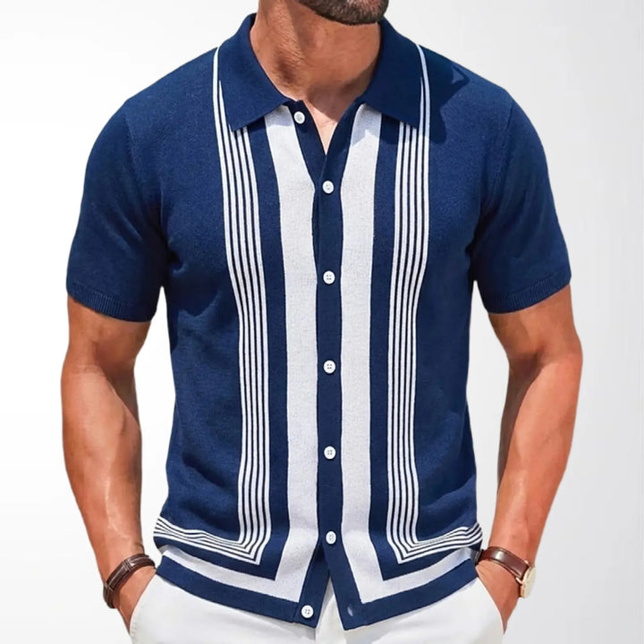 Men's Knitted Polo Shirt | Breathable Striped Summer Style