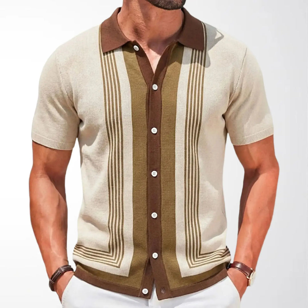 Men's Knitted Polo Shirt | Breathable Striped Summer Style