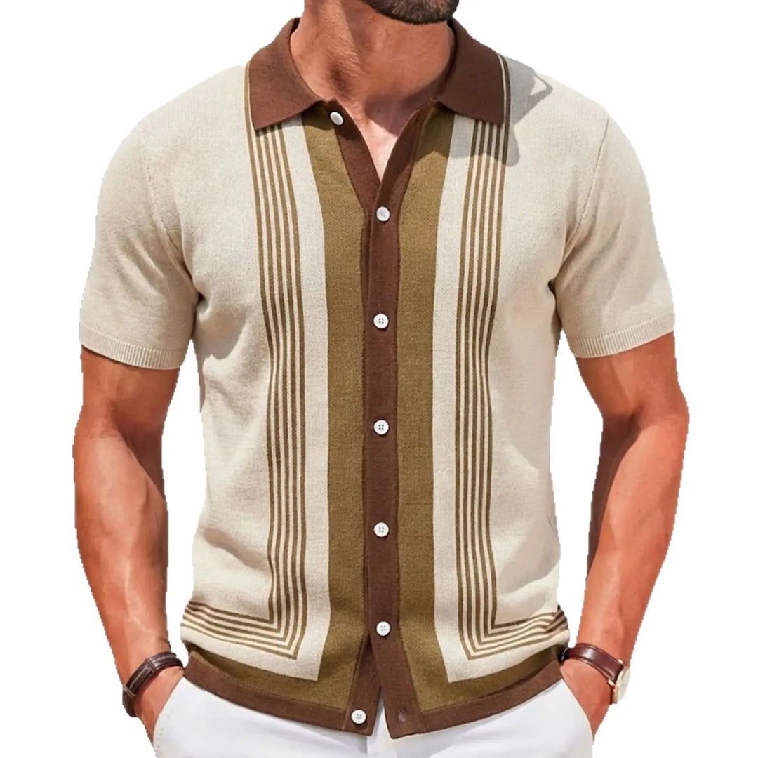 Men's Knitted Polo Shirt | Breathable Striped Summer Style
