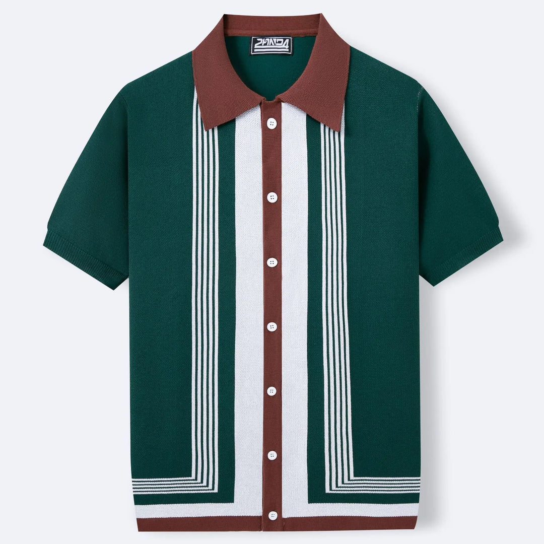 Men's Knitted Polo Shirt | Breathable Striped Summer Style