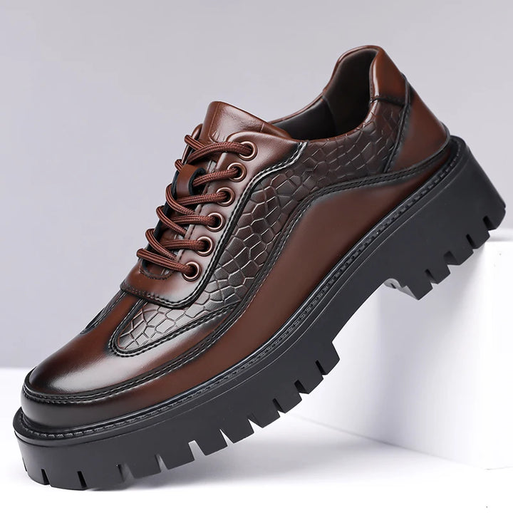 Men's Leather Brown Dress Shoes | Classic Retro Elegance with Thick Sole | All-Day Comfort Fit 1