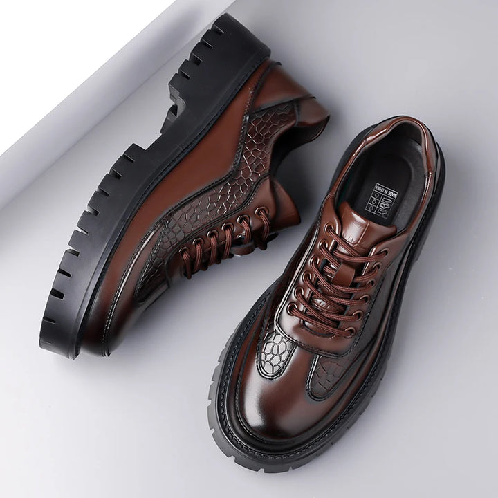 Men's Leather Brown Dress Shoes | Classic Retro Elegance with Thick Sole | All-Day Comfort Fit 2