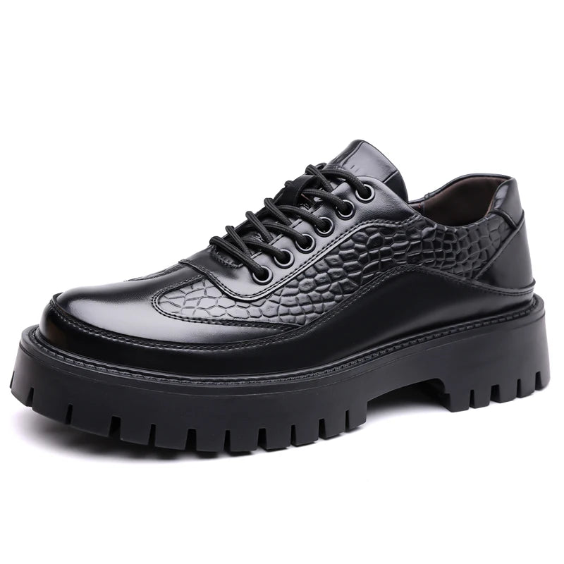 Men's Leather Brown Dress Shoes | Classic Retro Elegance with Thick Sole | All-Day Comfort Fit 5