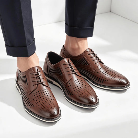 Men's leather casual shoes with non-slip everyday sole