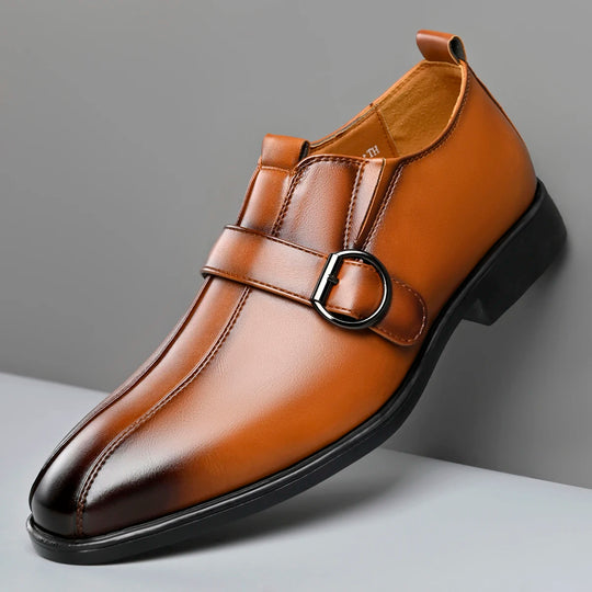 Men's leather Derby loafers with British-inspired slip-on profile
