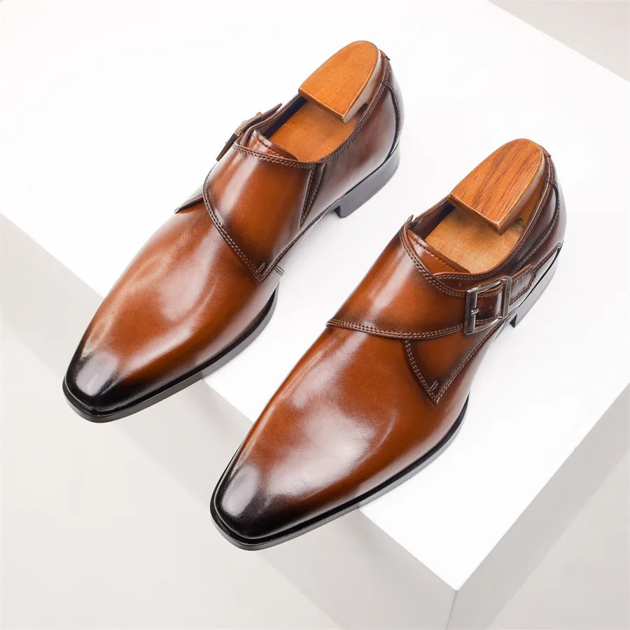 Men's Leather Monk Strap Oxfords | Classic Retro Business Style 1