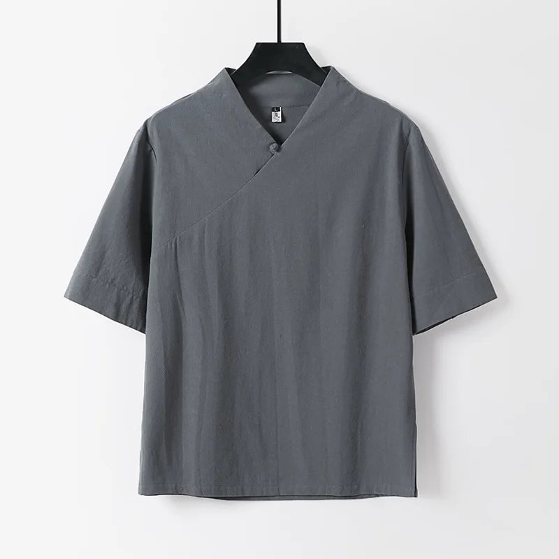 Men's Lightweight Breathable V-Neck T-Shirt and Drawstring Shorts Set | Effortless Summer Comfort Fit 1