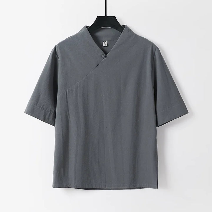 Men's Lightweight Breathable V-Neck T-Shirt and Drawstring Shorts Set | Effortless Summer Comfort Fit 1