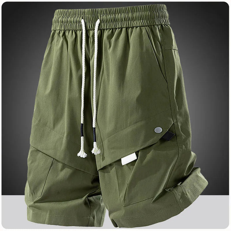 Men's lightweight cargo shorts with elastic waist