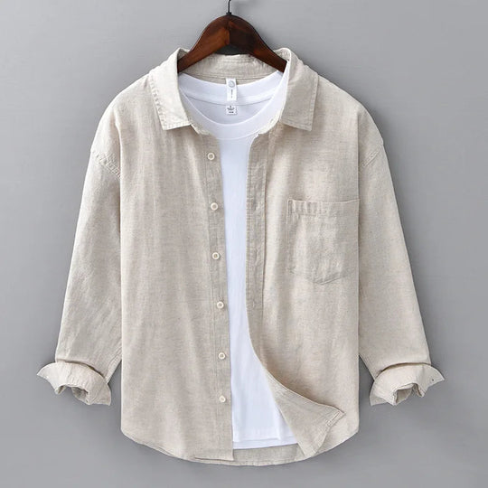 Men's lightweight linen shirt with breathable summer texture
