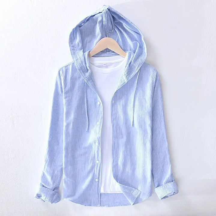 Men's Lightweight Striped Hooded Long-Sleeved Shirt | Casual Spring Style Statement 2