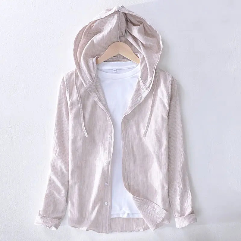 Men's Lightweight Striped Hooded Long-Sleeved Shirt | Casual Spring Style Statement 7