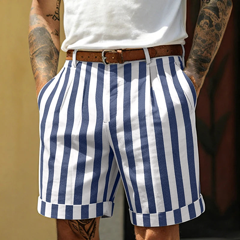 Men's Lightweight Striped Patchwork Shorts | Breathable Summer Casual Fit
