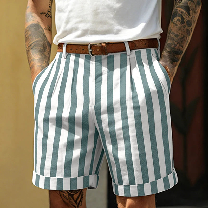 Men's Lightweight Striped Patchwork Shorts | Breathable Summer Casual Fit