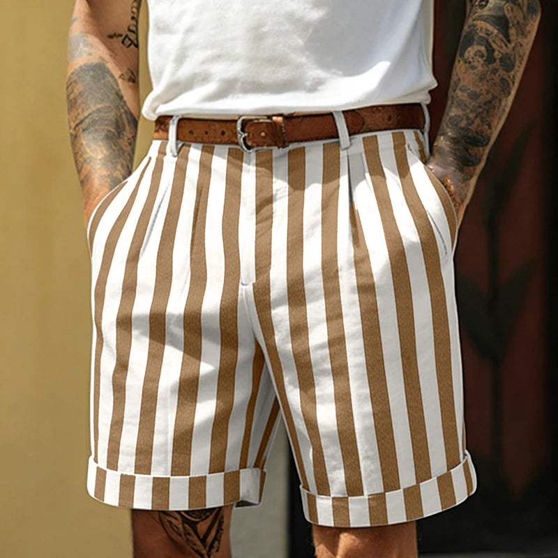 Men's Lightweight Striped Patchwork Shorts | Breathable Summer Casual Fit