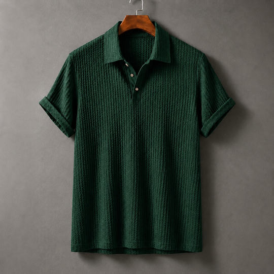 Men's Lightweight Waffle-Knit Polo Shirt | Classic Everyday Comfort Fit 0